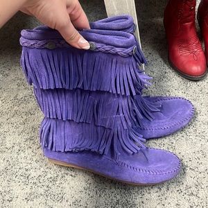 Purple Minnetonka Boots Size 4